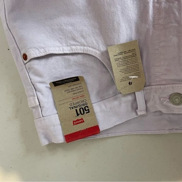 LEVIS WOMENS 501 ORIGINAL CROPPED HIGH RISE WAISTED FITTED STRAIGHT LEG RAW HEM - Picture 7 of 7